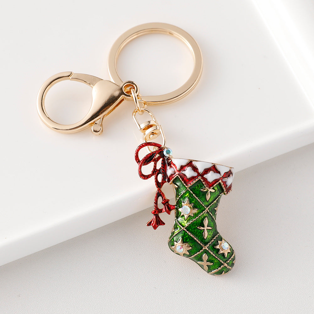 Wholesale Snowman Christmas Socks Hanging Alloy Keychains